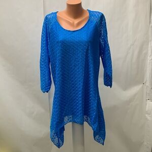Indigo soul blue Lace Shark Bite hem Dress  size 2XL new